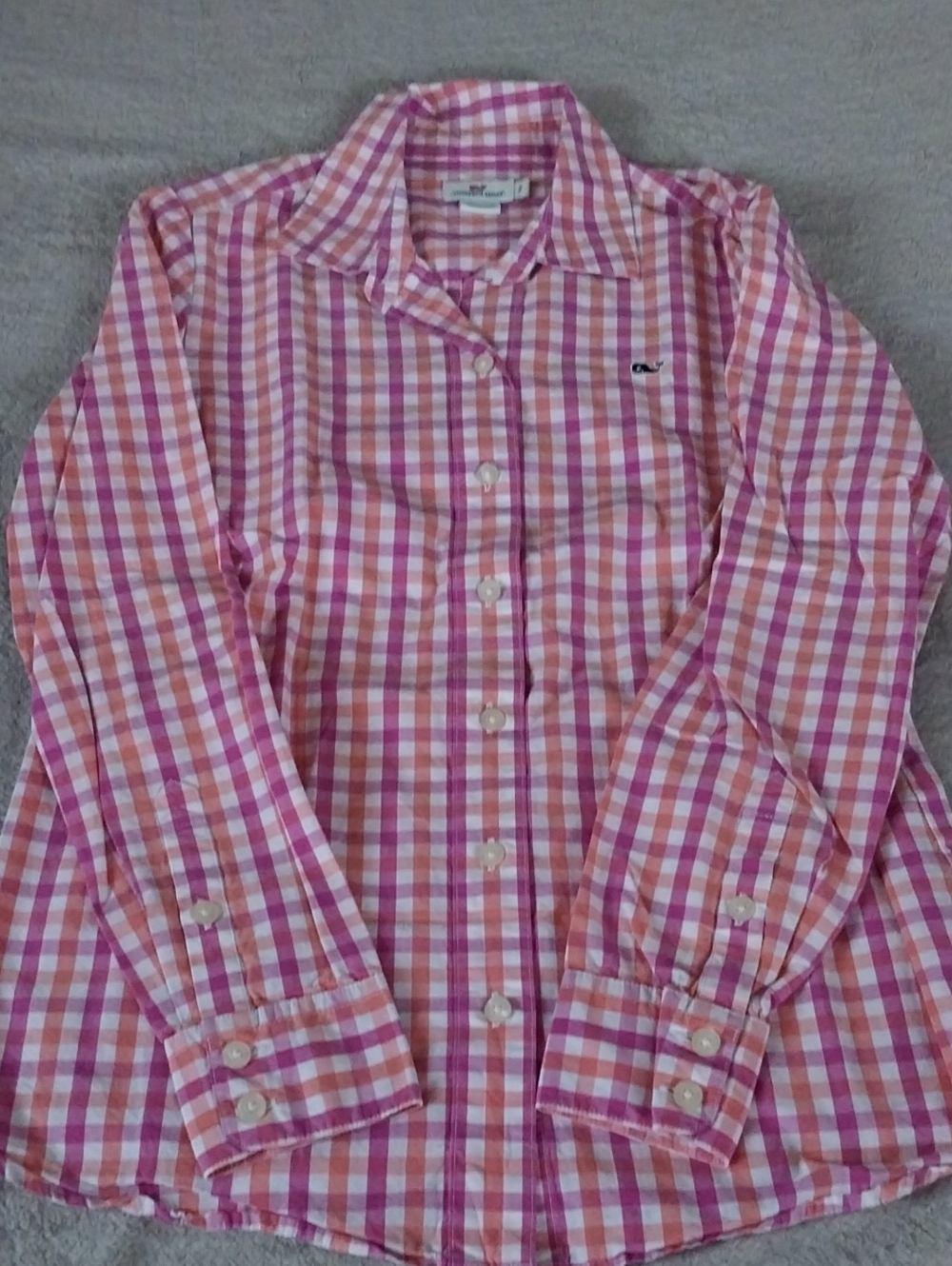 Vineyard Vines Pink and White Gingham Button-Down Shirt